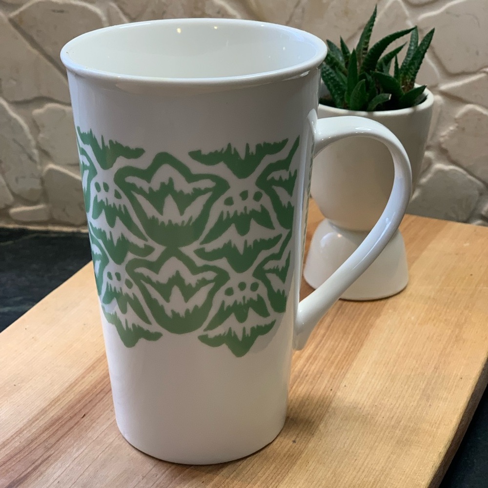 STARBUCKS | Tall Green Floral Print  | 18 oz Mug |  2016